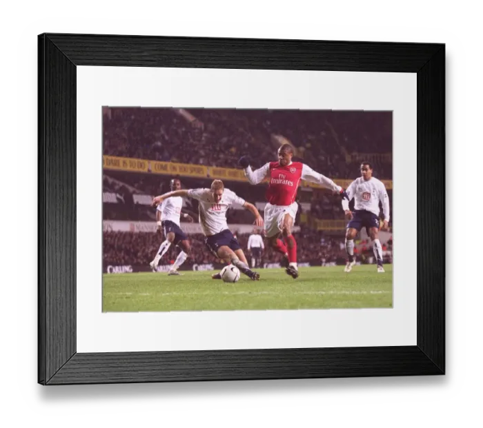 Framed Print : Julio Baptista scores Arsenals 1st goal under pressure from Michael Dawson Framed Print : Julio Baptista scores Arsenals 1st goal under pressure from Michael Dawson