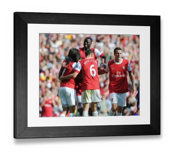 Framed Print : Marouane Chamakh celebrates scoring the 2nd Arsenal goal with Tomas Rosicky Framed Print : Marouane Chamakh celebrates scoring the 2nd Arsenal goal with Tomas Rosicky