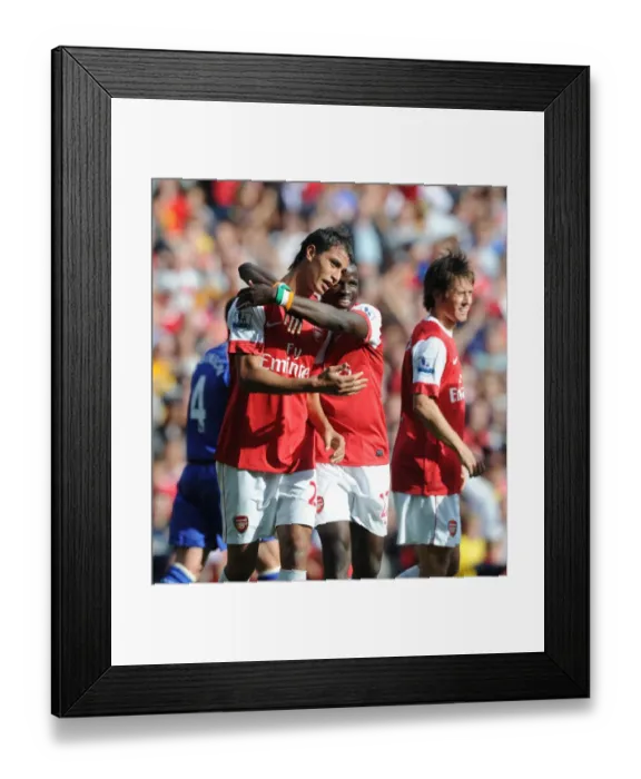 Framed Print : Chamakh and Rosicky Celebrate Arsenal's Second Goal Against Blackburn Rovers (4-1) Framed Print : Chamakh and Rosicky Celebrate Arsenal's Second Goal Against Blackburn Rovers (4-1)