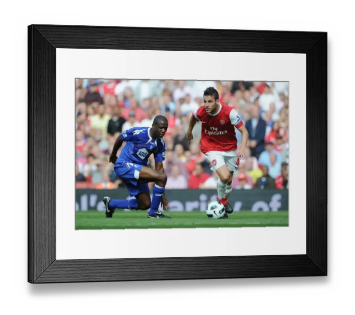Framed Print : Arsenal's Fabregas and Muamba Clash in Arsenal's 4-1 Victory over Blackburn Rovers