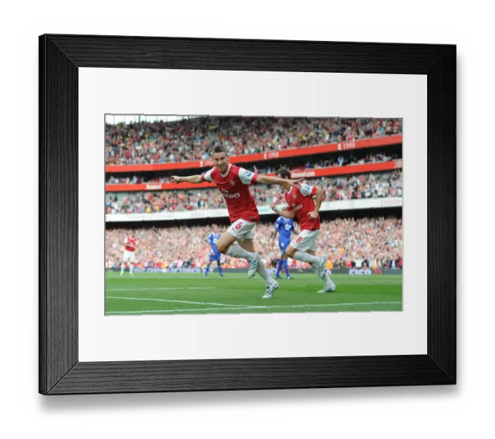 Framed Print : Koscielny and Squillaci: Unforgettable Moment as Arsenal Scores First Goal Against Blackburn Rovers (4:1), Barclays Premier League, 2010 Framed Print : Koscielny and Squillaci: Unforgettable Moment as Arsenal Scores First Goal Against Blackburn Rovers (4:1), Barclays Premier League, 2010