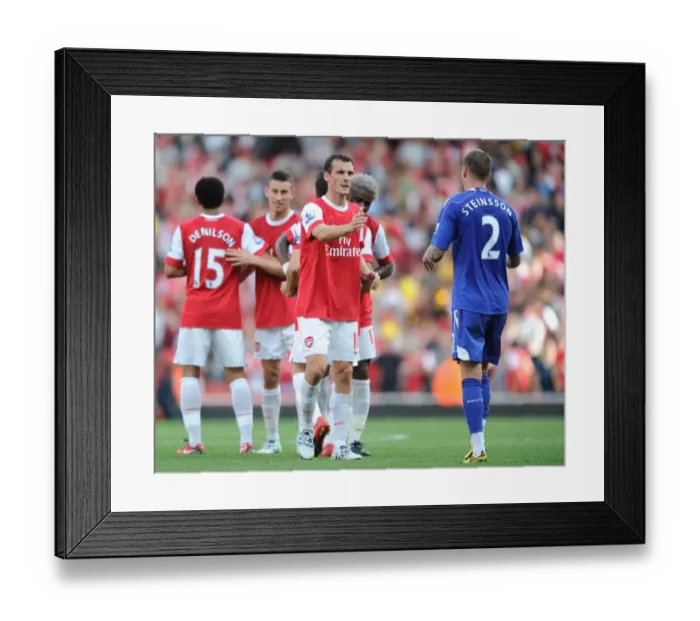 Framed Print : Sebastien Squillaci (Arsenal) Gretar Steinsson (Bolton). Arsenal 4: 1 Blackburn Rovers