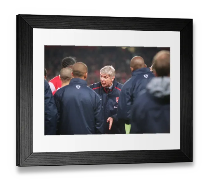 Framed Print : Arsene Wenger Inspirational Pep Talk: Arsenal Players Before Extra Time vs. Tottenham Hotspur (3:1), Carling Cup Semi-Final