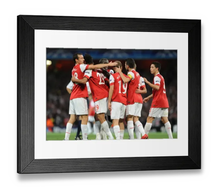 Framed Print : Marouane Chamakh celebrates scoring the 3rd Arsenal goal with Jack Wilshere Framed Print : Marouane Chamakh celebrates scoring the 3rd Arsenal goal with Jack Wilshere