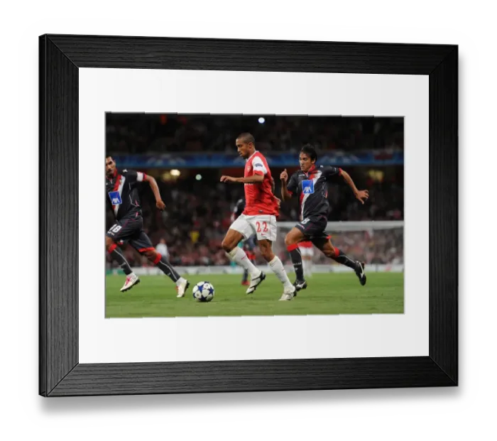 Framed Print : Gael Clichy (Arsenal) Mossoro (Braga). Arsenal 6: 0 SC Braga, UEFA Champions League