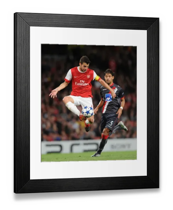 Framed Print : Cesc Fabregas (Arsenal) Moises (Braga). Arsenal 6: 0 SC Braga, UEFA Champions League Framed Print : Cesc Fabregas (Arsenal) Moises (Braga). Arsenal 6: 0 SC Braga, UEFA Champions League