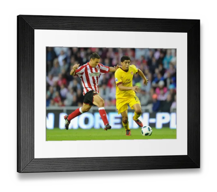 Framed Print : Denilson vs. Steed Malbranque: Stalemate at Sunderland's Stadium of Light, Barclays Premier League, September 18, 2010