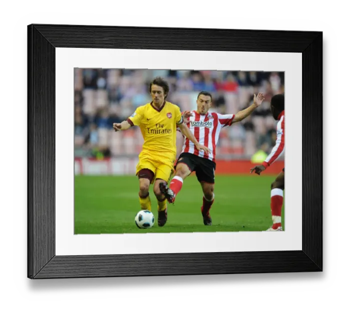 Framed Print : Rosicky vs Malbranque: A Battle at Stadium of Light in the 1:1 Arsenal-Sunderland Barclays Premier League Clash, September 18, 2010