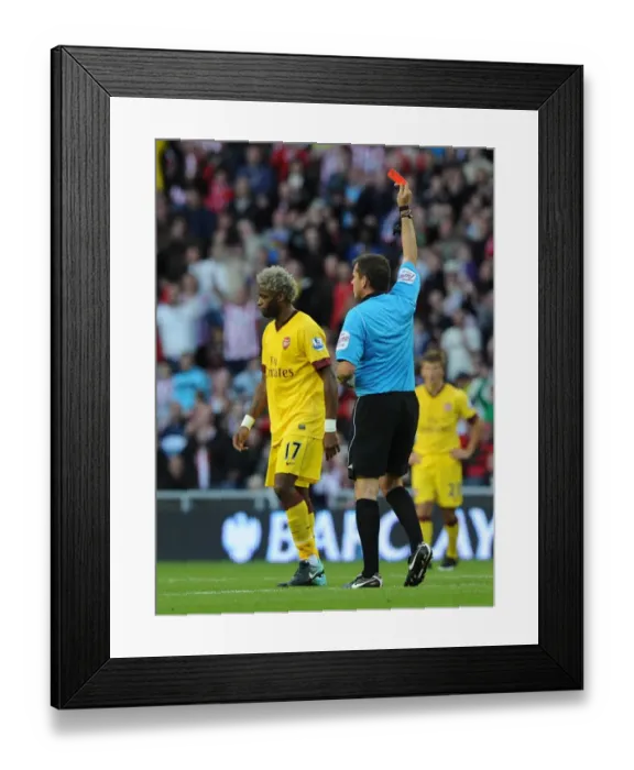 Framed Print : Alex Song (Arsenal) is shown a red card by referee Phil Dowd. Sunderland 1: 1 Arsenal