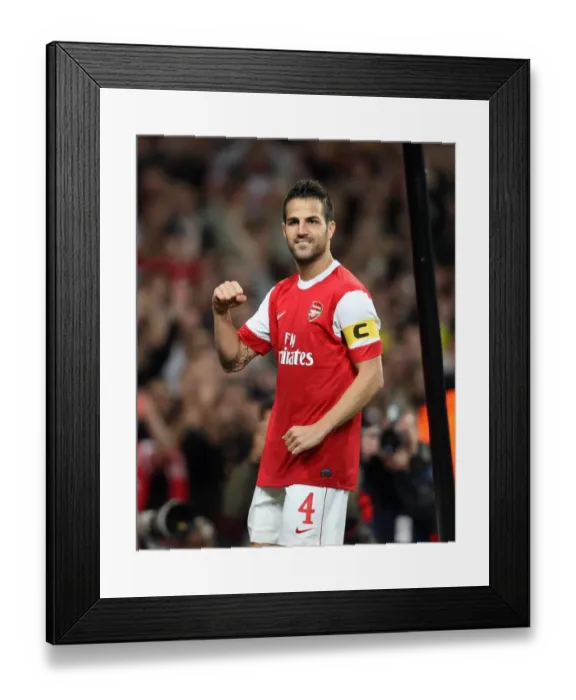 Framed Print : Cesc Fabregas's First Goal: Arsenal Crushes SC Braga 6-0 in Champions League