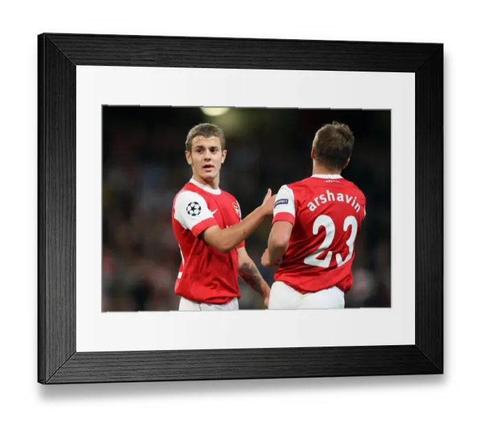Framed Print : Jack Wilshere and Andrey Arshavin (Arsenal). Arsenal 6: 0 SC Braga. UEFA Champions League