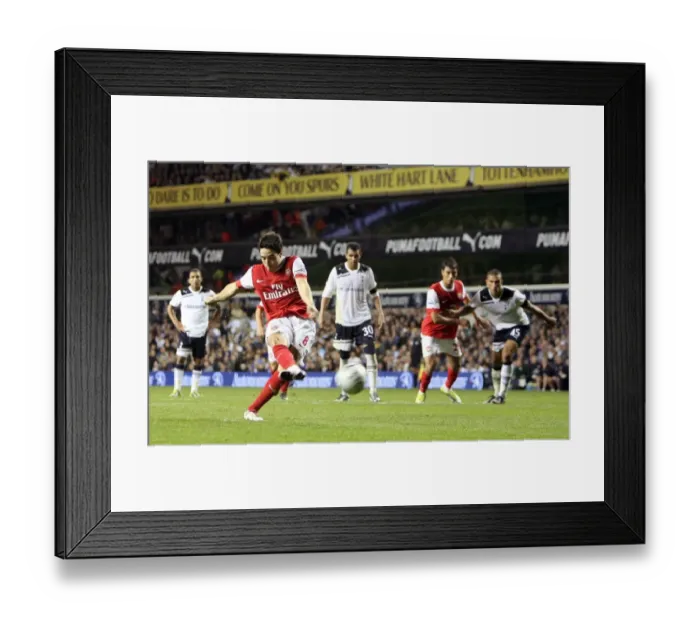 Framed Print : Samir Nasri scores Arsenals 2nd goal from the penalty spot, his 1st goal