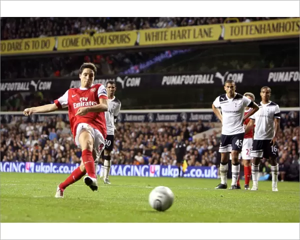 Samir Nasri scores Arsenals 3rd goal his 2nd from the penalty. Tottenham Hotspur 1