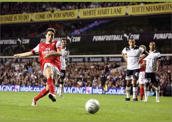 Samir Nasri scores Arsenals 3rd goal his 2nd from the penalty. Tottenham Hotspur 1