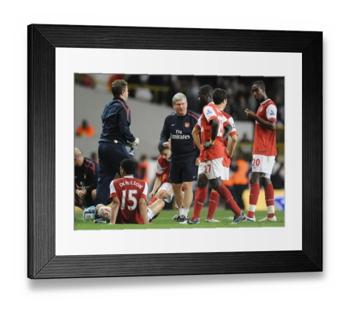 Framed Print : Arsenal Assistant Manager Pat Rice Rallies Players Before Extra Time in Carling Cup Match Against Tottenham Hotspur