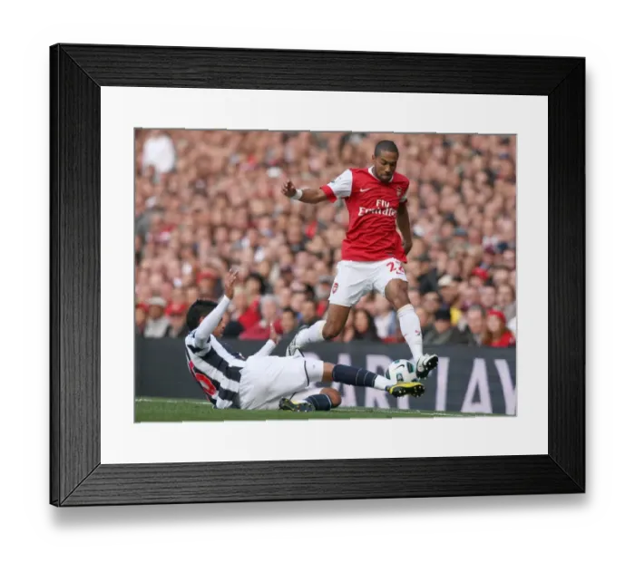 Framed Print : Gael Clichy (Arsenal) Gonzalo Jara (WBA). Arsenal 2: 3 West Bromwich Albion
