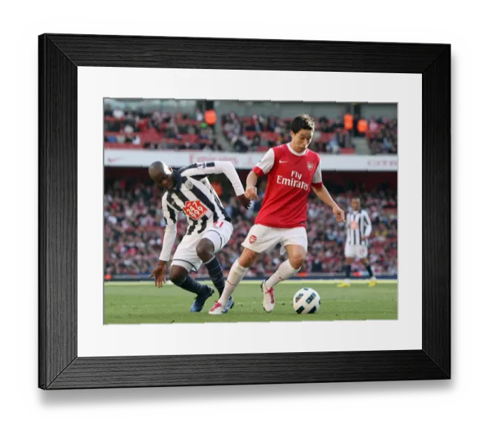 Framed Print : Samir Nasri Scores Arsenal's First Goal Against West Bromwich Albion, 2010
