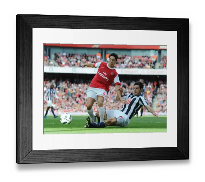 Framed Print : Samir Nasri (Arsenal) Pablo Ibanez (WBA). Arsenal 2: 3 West Bromwich Albion Framed Print : Samir Nasri (Arsenal) Pablo Ibanez (WBA). Arsenal 2: 3 West Bromwich Albion