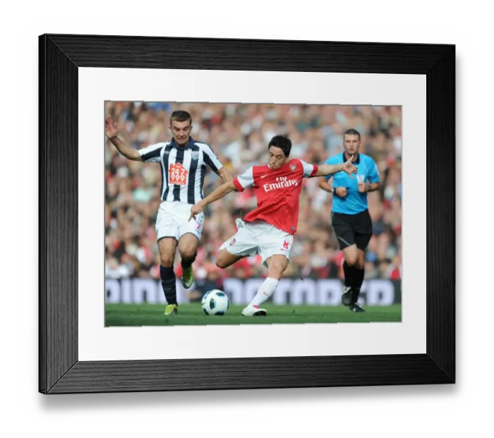 Framed Print : Samir Nasri (Arsenal) James Morrison (WBA). Arsenal 2: 3 West Bromwich Albion