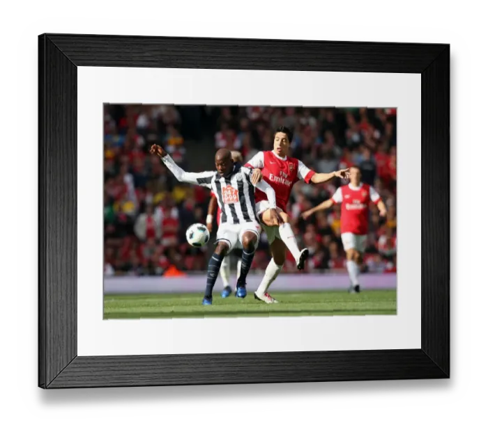 Framed Print : Samir Narsi (Arsenal) Youssouf Mulumbu (WBA). Arsenal 2: 3 West Bromwich Albion