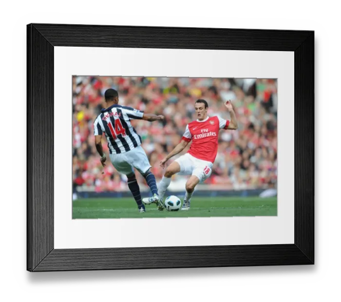 Framed Print : Sebastien Squillaci (Arsenal) Jerome Thomas (WBA). Arsenal 2: 3 West Bromwich Albion