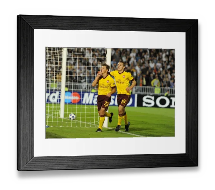 Framed Print : Andrey Arshavin celebrates scoring the 1st Arsenal goal with Jack Wilshere