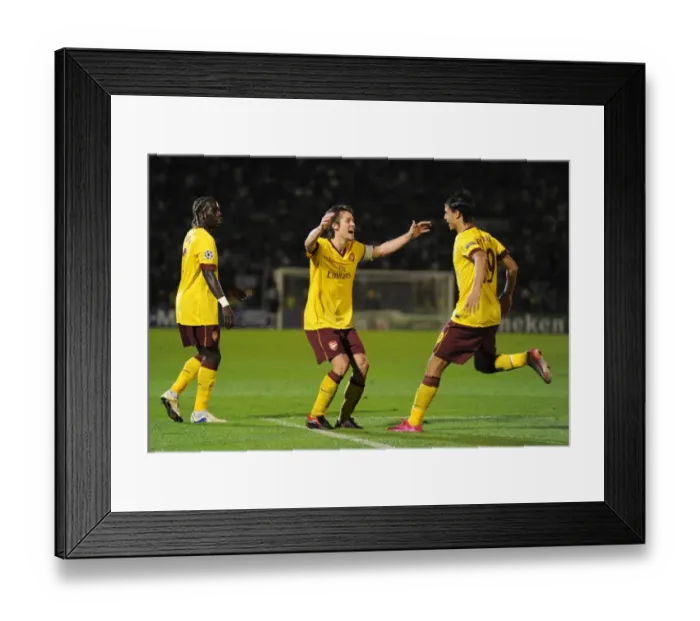 Framed Print : Chamakh and Rosicky-Sagna: Celebrating Arsenal's 2nd Goal in Partizan Belgrade's Stadium (UEFA Champions League) Framed Print : Chamakh and Rosicky-Sagna: Celebrating Arsenal's 2nd Goal in Partizan Belgrade's Stadium (UEFA Champions League)