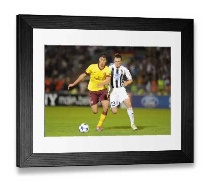 Framed Print : Chamakh's Brilliant Performance: Arsenal Crushes Partizan 3-1