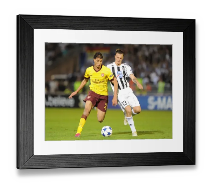 Framed Print : Chamakh's Brilliant Performance: Arsenal Wins 3-1 against Partizan
