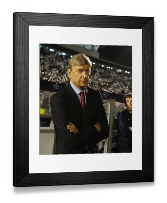 Framed Print : Arsenal manager Arsene Wenger. Partizan Belgrade 1: 3 Arsenal. UEFA Champions League Framed Print : Arsenal manager Arsene Wenger. Partizan Belgrade 1: 3 Arsenal. UEFA Champions League