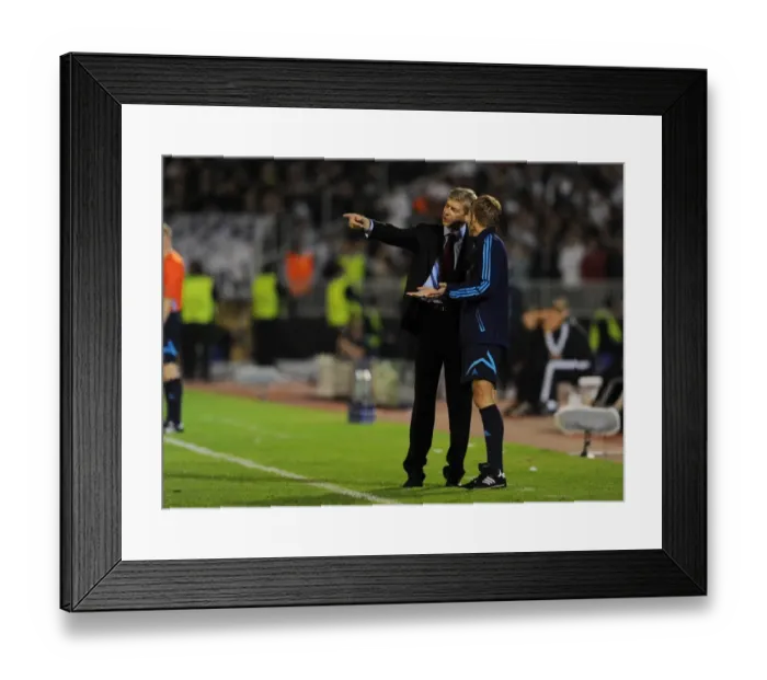 Framed Print : Arsenal manager Arsene Wenger talks to the 4th official. Partizan Belgrade 1: 3 Arsenal Framed Print : Arsenal manager Arsene Wenger talks to the 4th official. Partizan Belgrade 1: 3 Arsenal