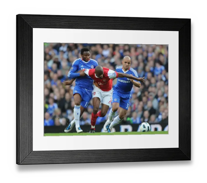 Framed Print : Abou Diaby (Arsenal) Mikel and Alex (Chelsea). Chelsea 2: 0 Arsenal, Barclays Premier League