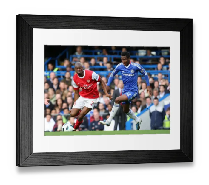 Framed Print : Abou Diaby (Arsenal) John Obi Mikel (Chelsea). Chelsea 2: 0 Arsenal. Barclays Premier League Framed Print : Abou Diaby (Arsenal) John Obi Mikel (Chelsea). Chelsea 2: 0 Arsenal. Barclays Premier League