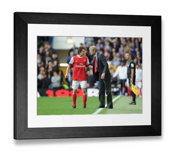 Framed Print : Arsenal manager Arsene Wenger with Tomas Rosicky. Chelsea 2: 0 Arsenal, Barclays Premier League