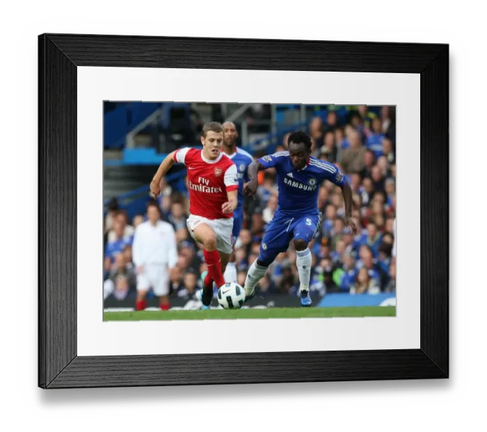 Framed Print : Jack Wilshere (Arsenal) Michael Essien (Chelsea). Chelsea 2: 0 Arsenal. Barclays Premier League