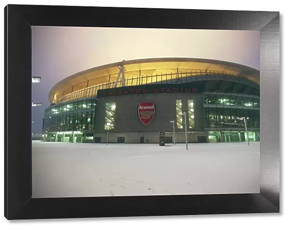 Winter's Magic at Emirates Stadium: A Snowy Arsenal Football Ground