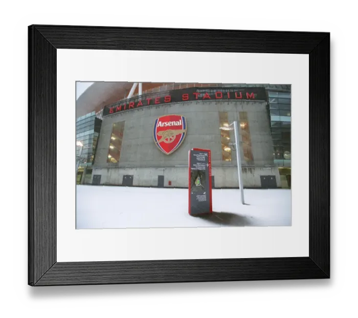 Framed Print : Winter's Enchantment at Emirates: A Football Wonderland Amidst the Snow