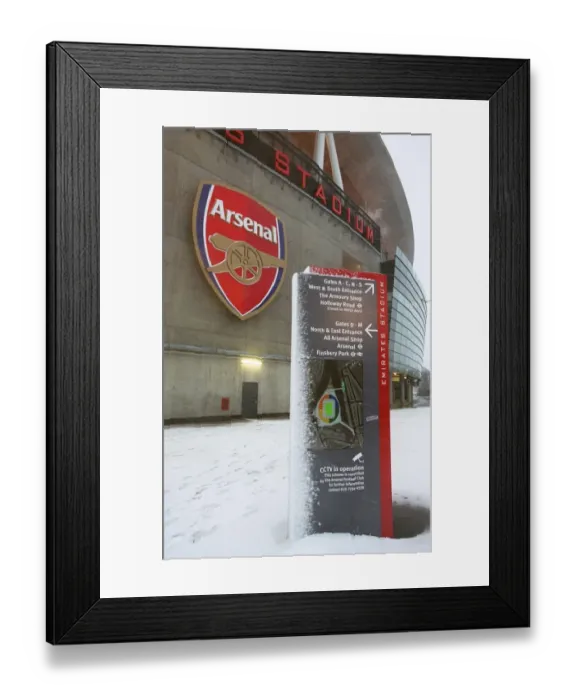 Framed Print : Winter's Enchantment at Emirates: A Football Stadium Blanketed in Snow Framed Print : Winter's Enchantment at Emirates: A Football Stadium Blanketed in Snow