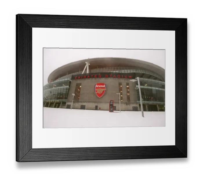 Framed Print : Winter's Enchantment at Emirates: A Football Wonderland in Snow Framed Print : Winter's Enchantment at Emirates: A Football Wonderland in Snow