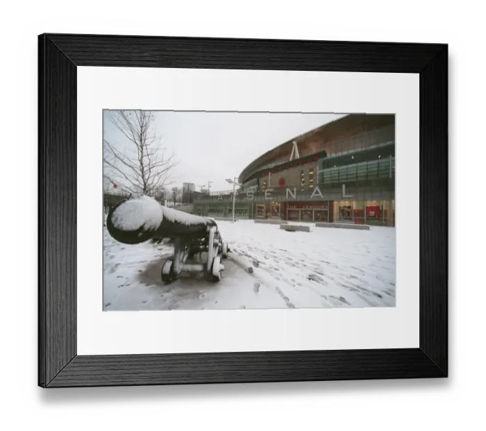 Framed Print : Winter's Enchantment at Emirates: A Football Wonderland in Snow