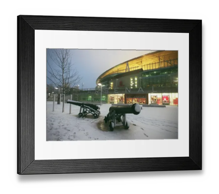 Framed Print : Winter's Enchantment at Emirates: A Football Wonderland in Snow
