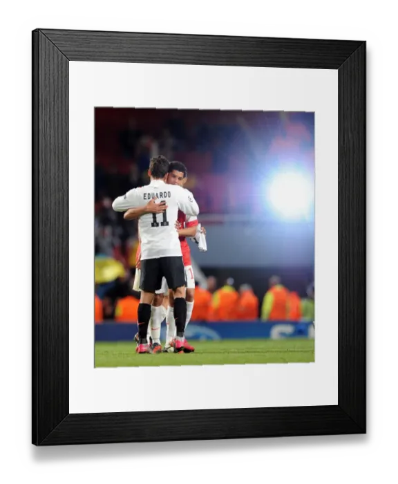 Framed Print : Denilson (Arsenal) Eduardo (Shakhtar). Arsenal 5: 1 Shakhtar Donetsk, UEFA Champions League
