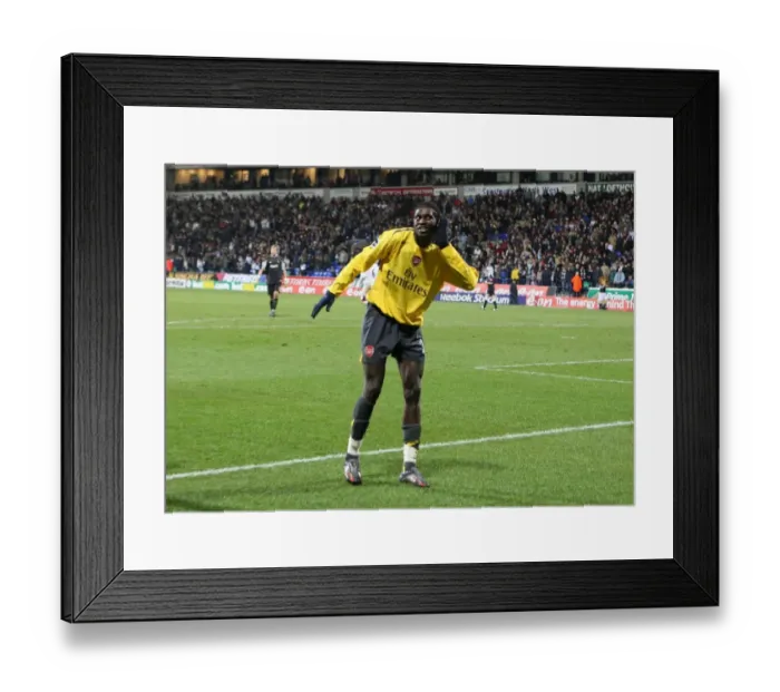 Framed Print : Emmanuel Adebayor celebrates scoring hte 3rd Arsenal goal Framed Print : Emmanuel Adebayor celebrates scoring hte 3rd Arsenal goal