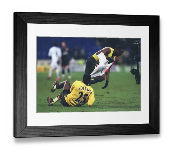 Framed Print : Kolo Toure and Emmanuel Adebayor celebrate after the match Framed Print : Kolo Toure and Emmanuel Adebayor celebrate after the match