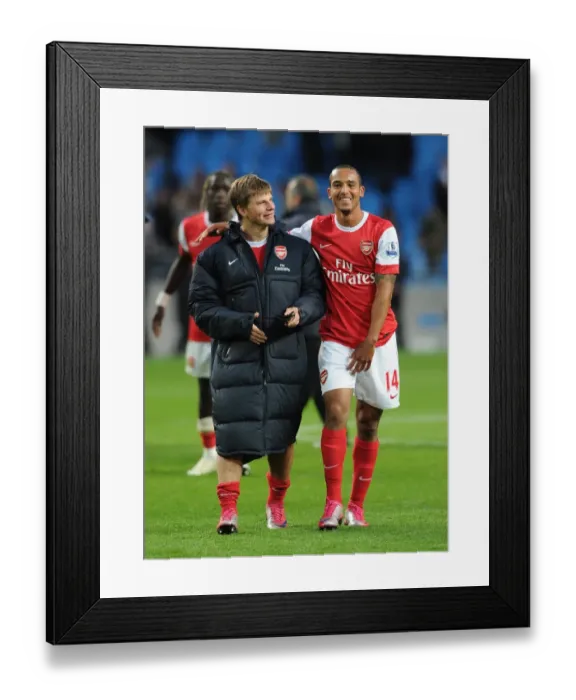 Framed Print : Andrey Arshavin and Theo Walcott (Arsenal) celebrate after the match. Manchester City 0 Framed Print : Andrey Arshavin and Theo Walcott (Arsenal) celebrate after the match. Manchester City 0