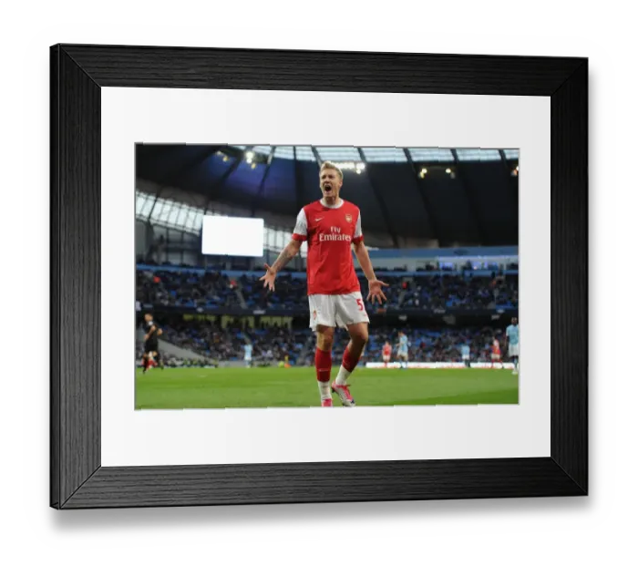Framed Print : Bendtner's Brilliant Hat-Trick: Arsenal Crush Manchester City 3-0 Framed Print : Bendtner's Brilliant Hat-Trick: Arsenal Crush Manchester City 3-0
