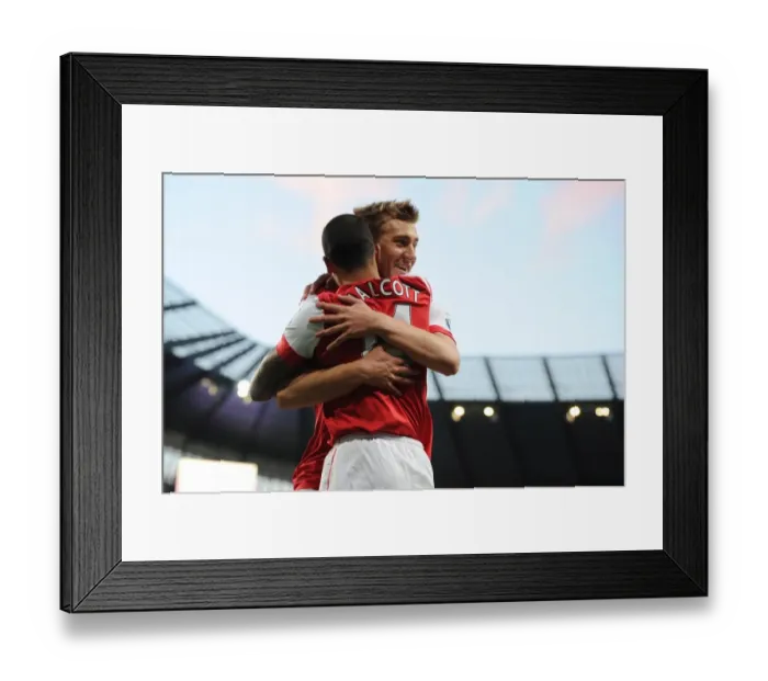Framed Print : Bendtner and Walcott: Celebrating Arsenal's 3-0 Victory Over Manchester City Framed Print : Bendtner and Walcott: Celebrating Arsenal's 3-0 Victory Over Manchester City