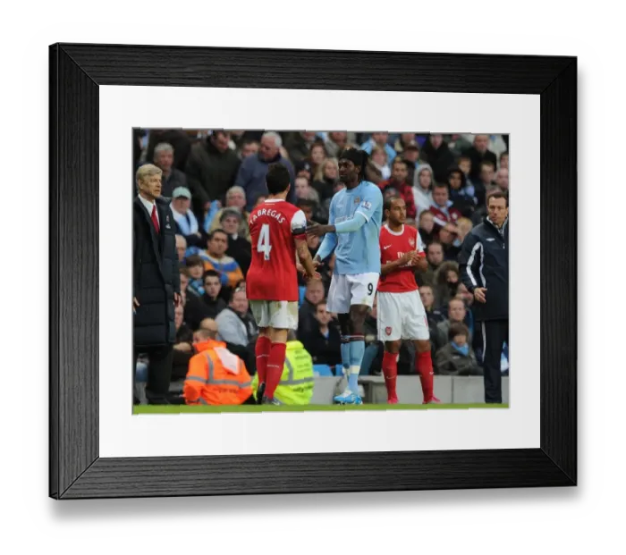 Framed Print : Cesc Fabregas (Arsenal) Emmanuel Adebayor (Man City). Manchester City 0: 3 Arsenal