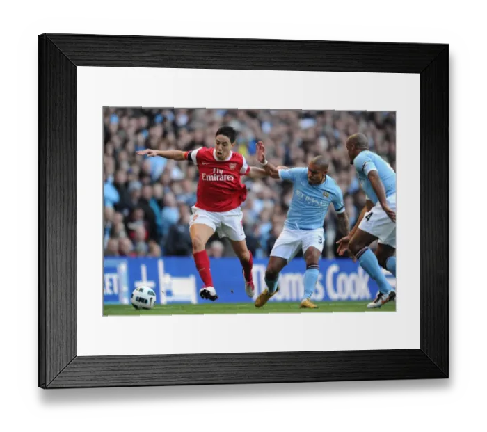 Framed Print : Sami Nasri (Arsenal) Nigel De Jong and Vincent Kompany (Man City). Manchester City 0 Framed Print : Sami Nasri (Arsenal) Nigel De Jong and Vincent Kompany (Man City). Manchester City 0