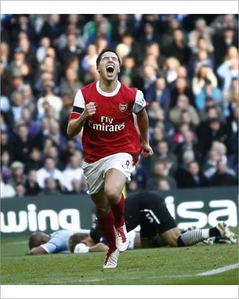 Sami Nasri shoots celebrates scoring the 1st Arsenal goal. Manchester City 0: 3 Arsenal